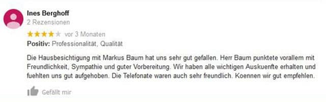 Eine Kundenrezension über Google