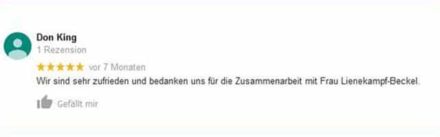 Eine Kundenrezension über Google