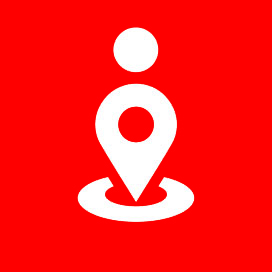 Weißes Marker-Icon auf rotem Hintergrund